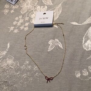 J. Crew  Factory Gold Necklace with Red Bow
